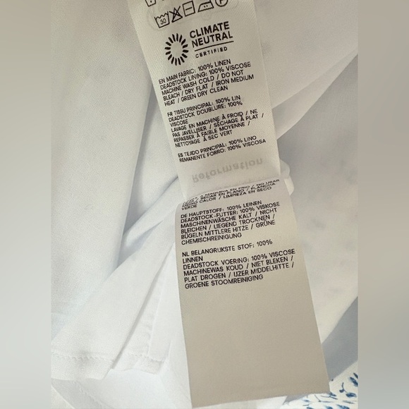 NEW Reformation Coucou Midi Linen Dress Hanna White Blue Floral | US 4 UK 8 - Picture 12 of 16